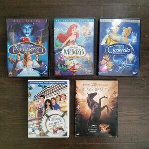 Disney DVD Lot of 5 Movies Cinderella Enchanted Little Mermaid Black Beauty